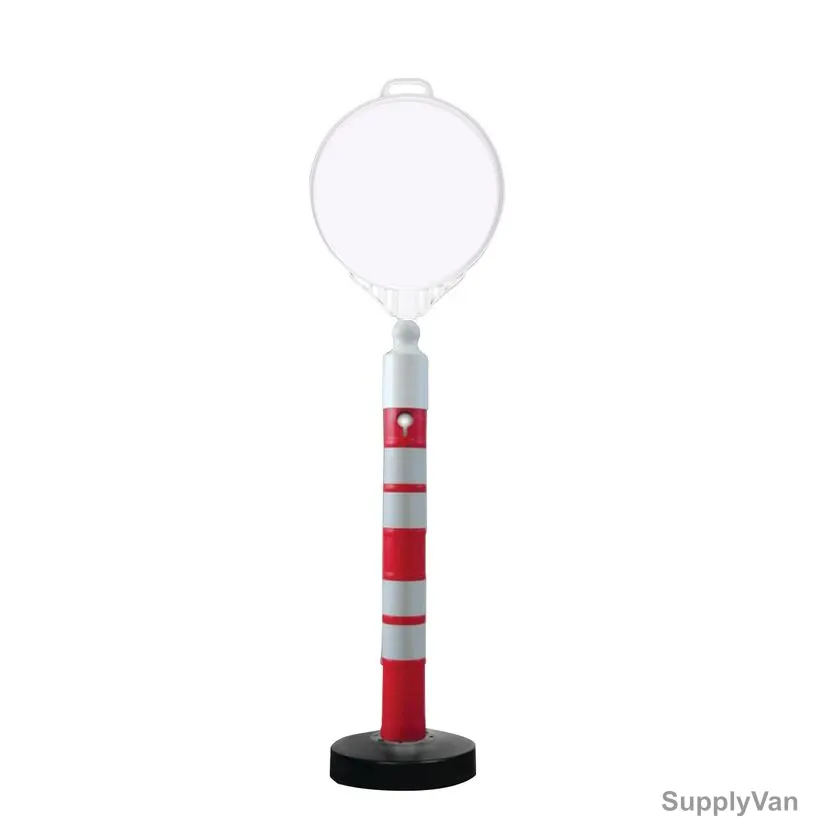 Empty Sign Board and Warning Post Set, 196-A+12404-DB-R, White/Red
