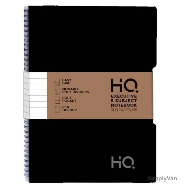 Navneet HQ Executive 5 Subject Notebook, NAV85491, B5, 150 Sheets, Black  — image 1