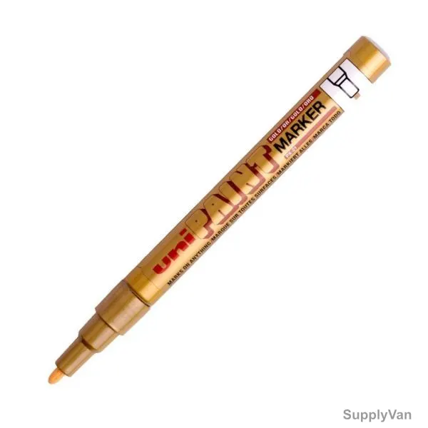 Uni-Ball Bullet Tip Paint Marker, PX21-GD, 0.8-1.2MM Tip Size, Gold, 12 Pcs/Pack