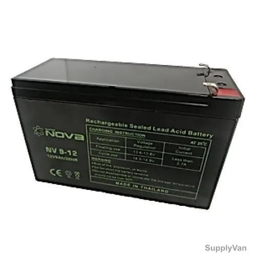 Nova Rechargeable Sealed Lead Acid Battery, NV9-12, 12V, 9Ah/20Hrs