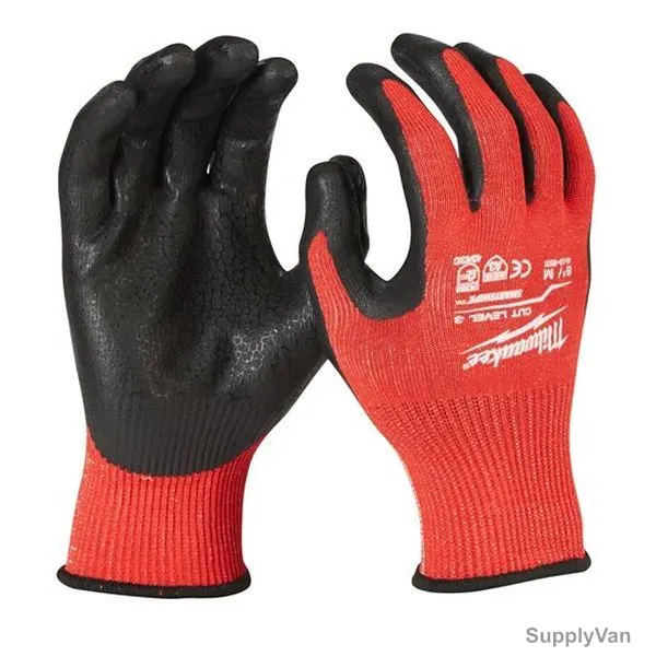 Milwaukee Dipped Gloves, 4932471420, Cut Level 3, M, Red — image 1