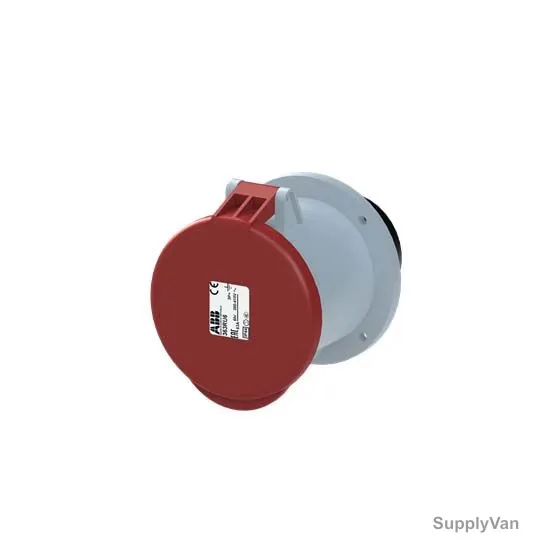 Abb Straight Flange Panel Mounted Socket Outlet, 363RU6, 380-415V, IP44, 63A, 3P+E, Red