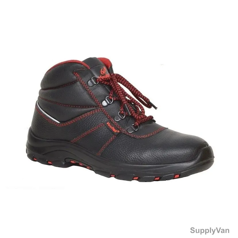 Vaultex Steel Toe High Ankle Safety Shoes, MDJ, Genuine Leather, S3 HRO, Size46, Black