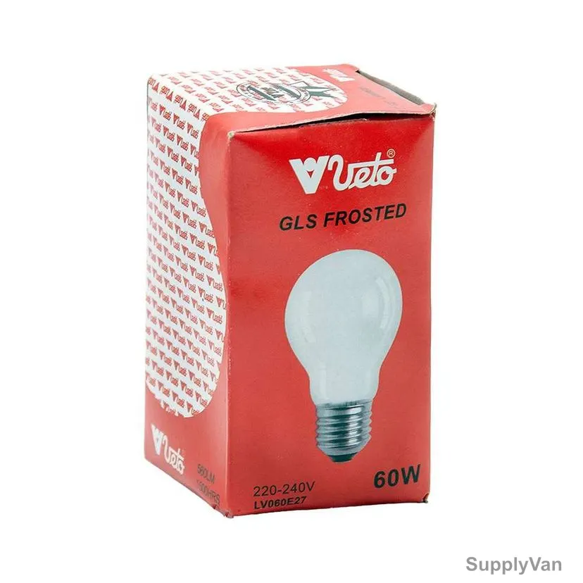 Veto GLS Frosted Light Bulb, LV060E27, 60W, E27, 2700K, Warm White — image 1
