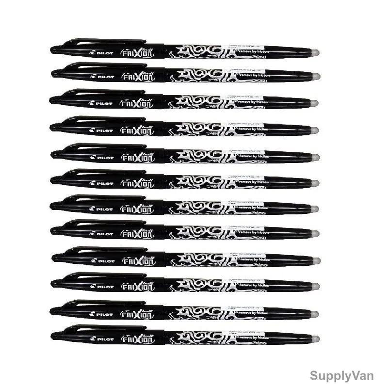 Pilot Erasable Rollerball Pen, BL-FR7-B, Frixion, 0.7MM, Black, 12 Pcs/Pack