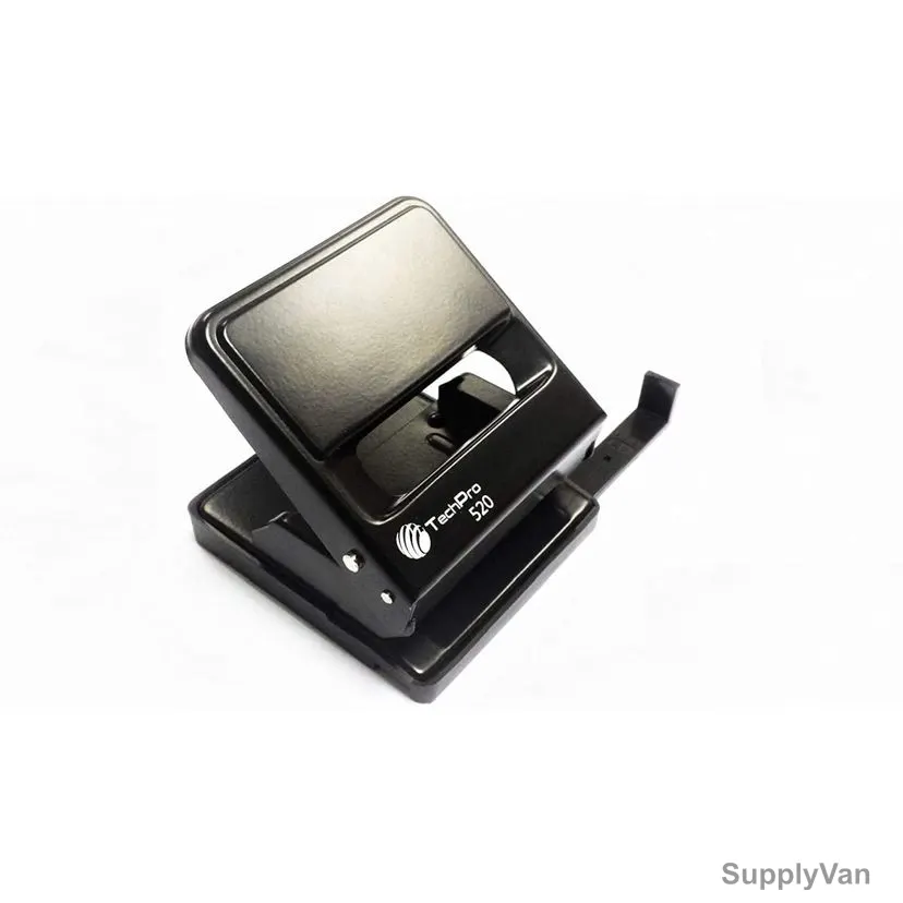 Techpro Paper Punch, 520, Metal, 2 Hole, Black