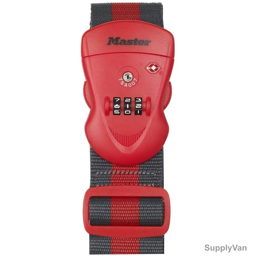 Master Lock Combination Luggage Strap, 4702EURDRED, 2 Mtrs x 5CM, 3 Digit, Red/Dark Grey — image 1