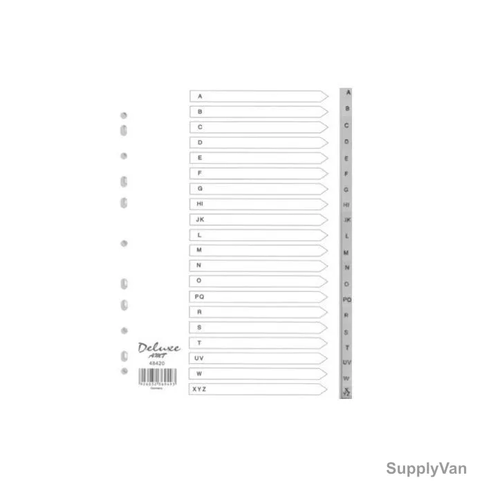 Deluxe Grey Divider With Number, AMT-48420, PVC, A4, A-Z Tab