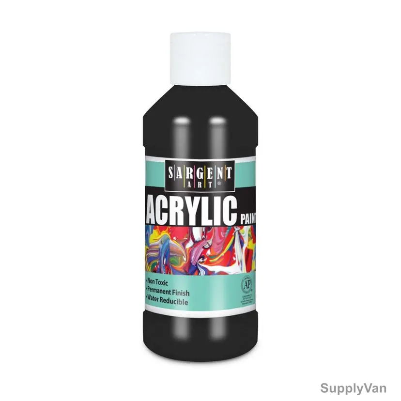 Sargent Art Acrylic Paint, SA22-2385, 8 Oz, Black