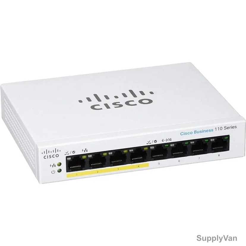 Cisco Unmanaged Network PoE Switch, CBS110-8PP-D, 8 Ports, 16 Gbps