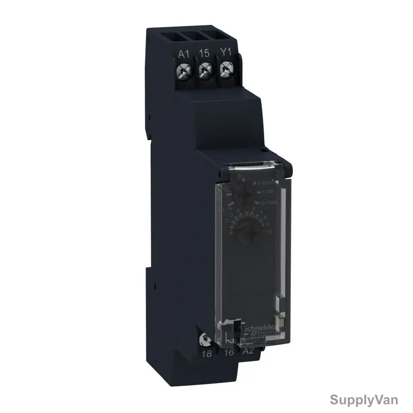 Schneider Electric Modular Timing Relay, RE17RCMU, 24-240VAC, 1 CO, 1 Sec-100 Hrs, 8A