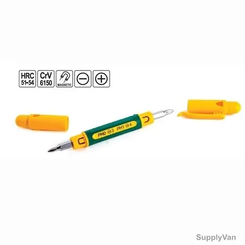 Uken Pocket Screw Driver, U6004, Hexagonal, Slotted/Phillips, CrV Steel