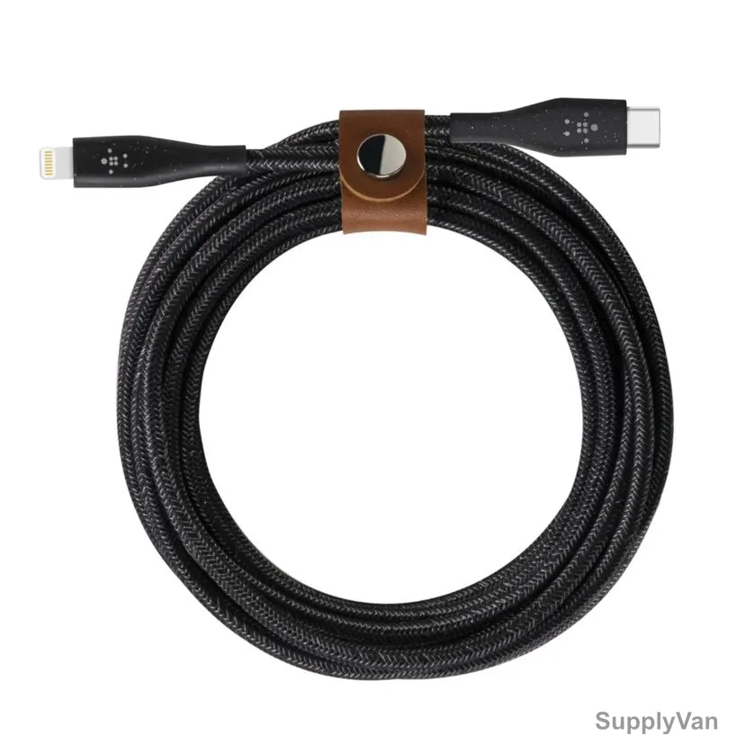 Belkin USB-C to Lightning Cable With Leather Strap, F8J243BT04-BLK, BoostCharge, 1.2 Mtrs, Black — image 1