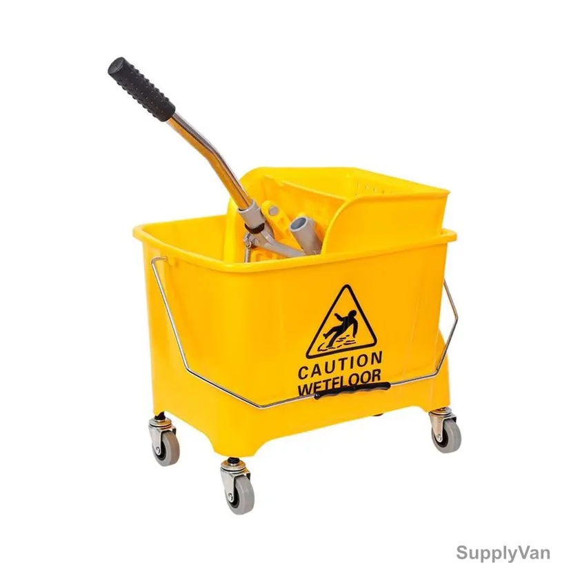 Akc Mop Bucket With Wheels and Wringer, BT01YY, Plastic, 20 Ltrs, Yellow — image 1
