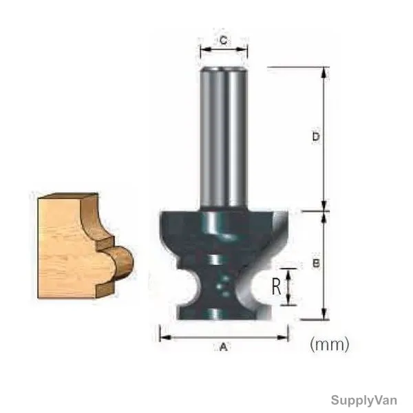 Makita Cove and Bead Router Bit, D-13116, 28.6x22.2MM