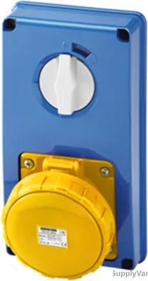 Gewiss Vertical Socket Outlet, GW66201N, IP67, 16A, 2P+E, Blue-Yellow