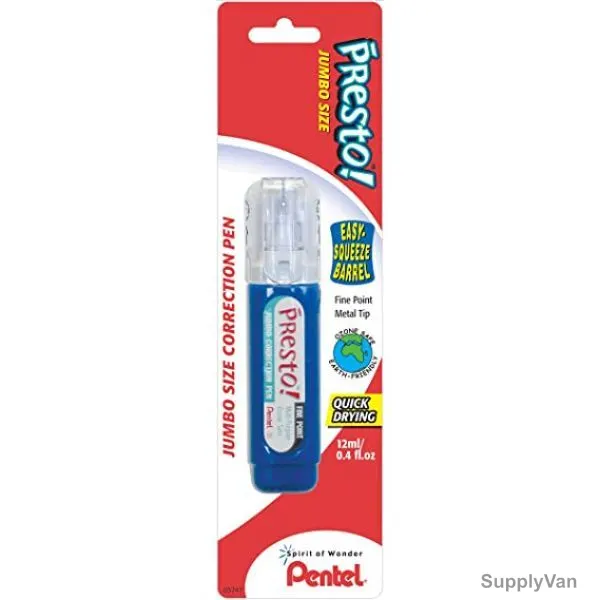 Pentel Jumbo Size Correction Pen, PE-ZLDISP-18D, Presto, 12ML, Blue, 216 Pcs/Pack