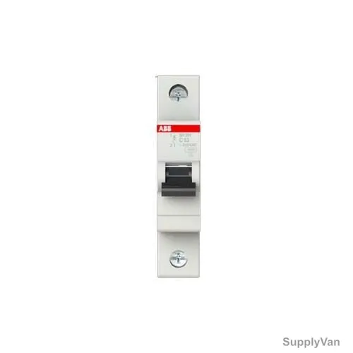 ABB Miniature Circuit Breaker, SH201-C63, Curve Type C, 1 Pole, 6kA, 63A