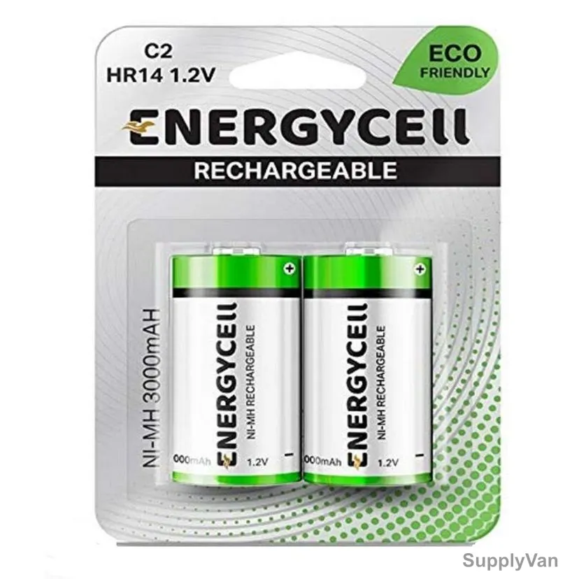 Energycell Rechargeable Battery, HR14, 3000mAh, 1.2V, 2 Pcs/Pack