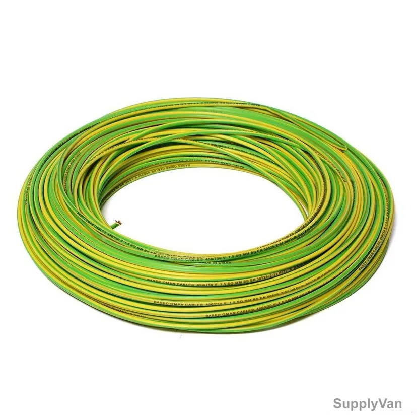 Oman Single Core CU PVC Cable, 4 SQ.MM x 100 Yards, Yellow/Green