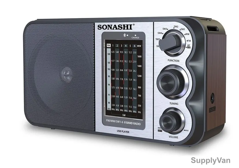 Sonashi Portable Rechargeable Radio, SRR-89, 4V, 900mAh