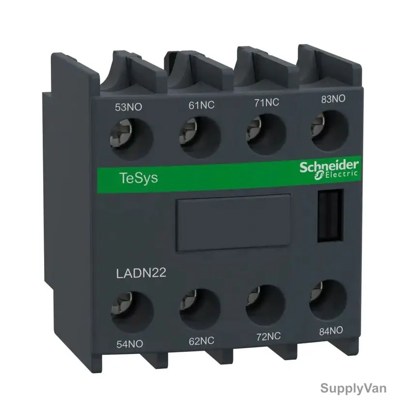 Schneider Electric Auxiliary Contact Block, LADN22, TeSys Deca, Front Mount, 2 NO + 2 NC, 10A