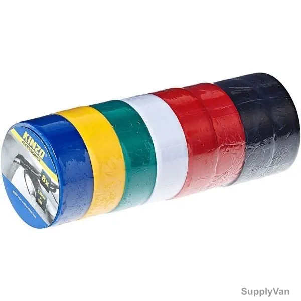 Kinzo Electrical Insulation Tape, PVC, Multicolor, PK8