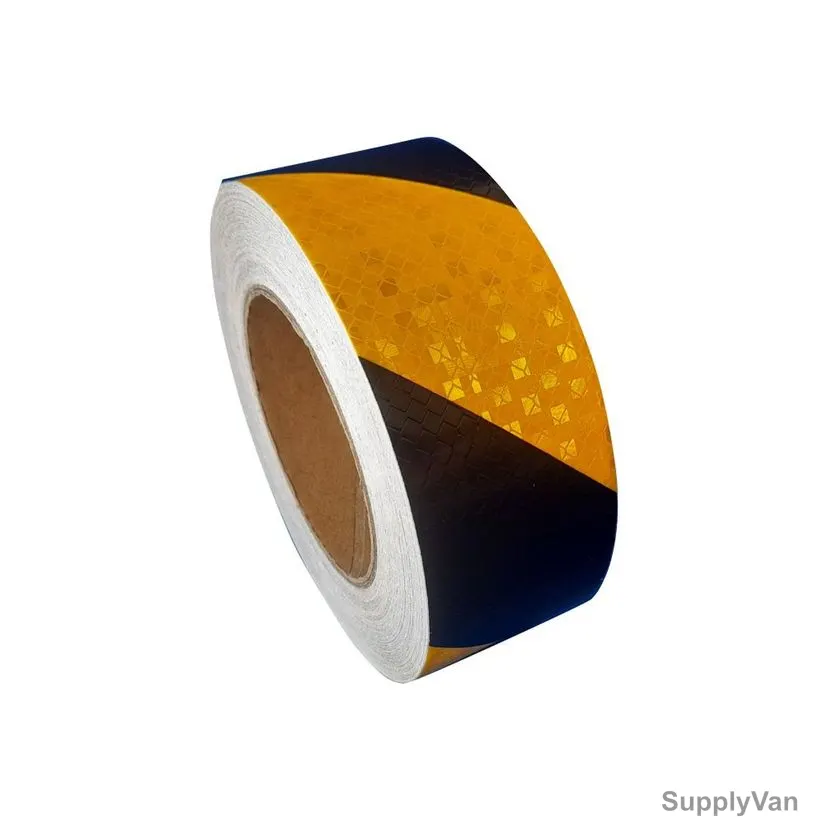 Yellow/Black Diagonal Reflective Tape, 50MM Width x 25 Yards Length, 5 Rolls/Pack