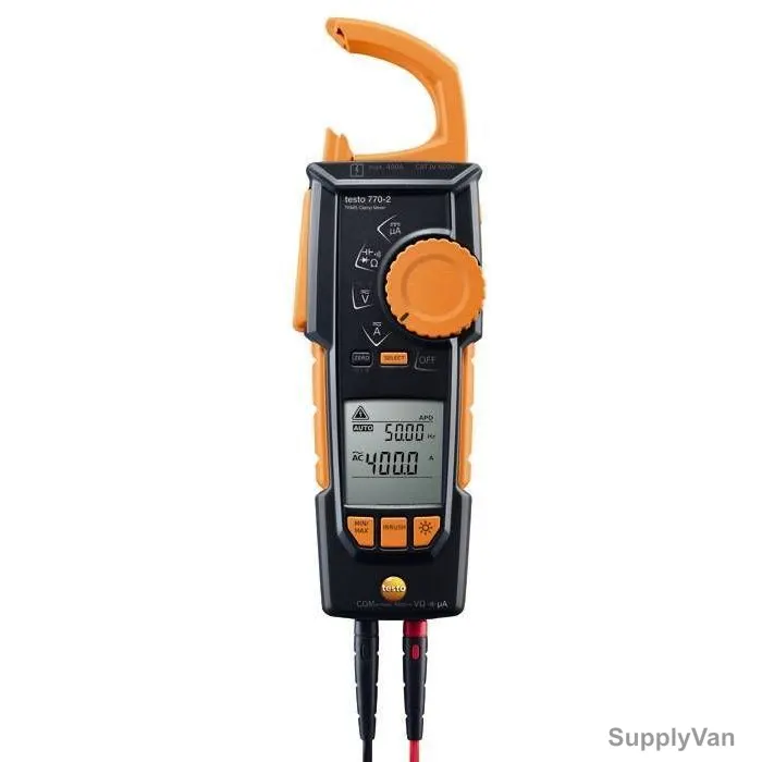 Testo TRMS Clamp Meter, 770-2, 2 Line Display, Black/Orange — image 1