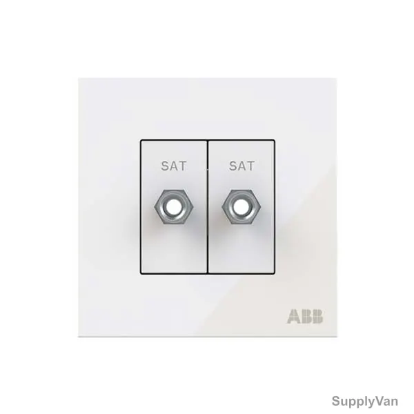 ABB F-Type SAT Twin Socket, AM32344-WG, Millenium, 2 Gang, White Glass — image 1
