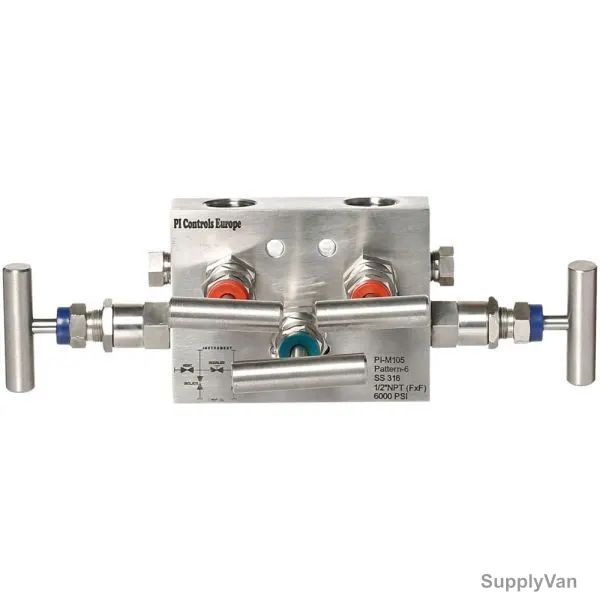 PI Controls Five Manifold Valve, PI-M105, 1/2 Inch, FNPT
