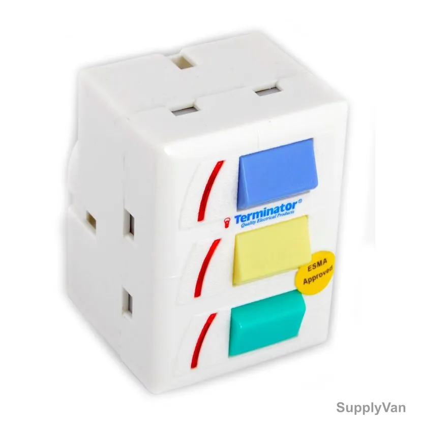 Terminator Electrical Socket, TMA-10, 3 Way, 2500W, 13A, White — image 1