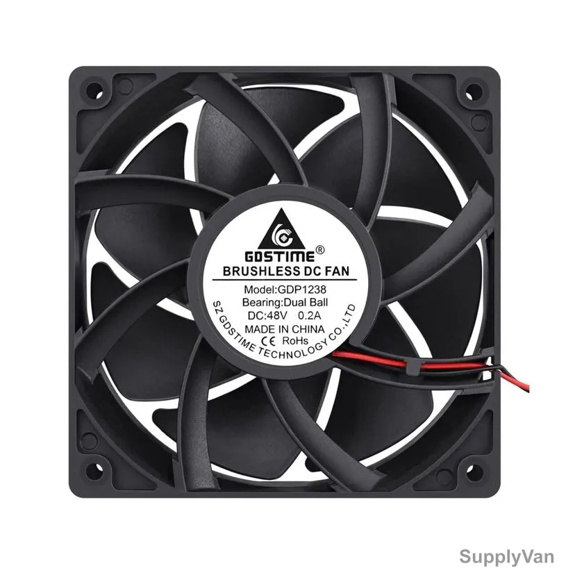 Gdstime Dual Ball Bearing DC Brushless Cooling Fan, GDP1238, 8.5W, 48V, 0.2A, 3500 RPM, 158CFM Airflow — image 1