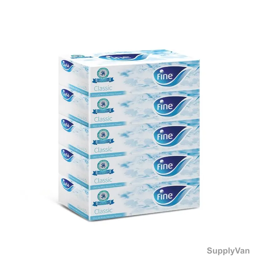 Fine Facial Tissue, Classic, 150 Sheets x 2 Ply, White, PK5