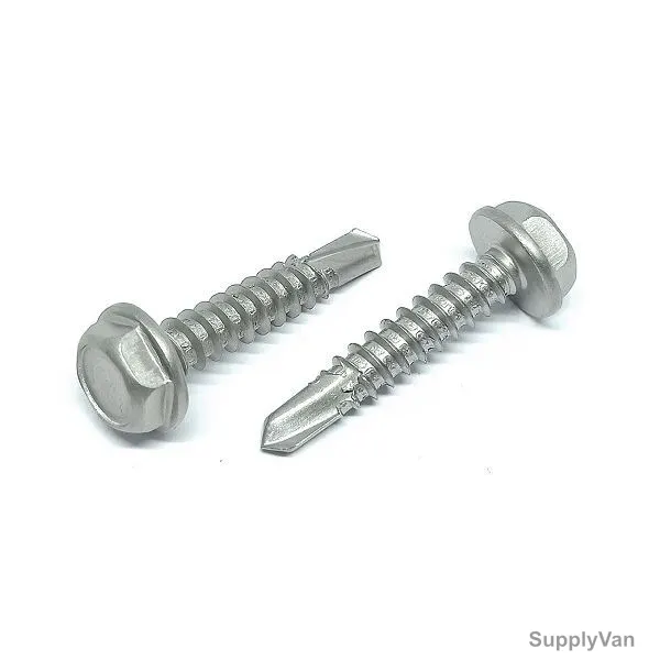 Hex Head Self Drilling Screw, Stainless Steel, M5 Thread Size x 15MM Length