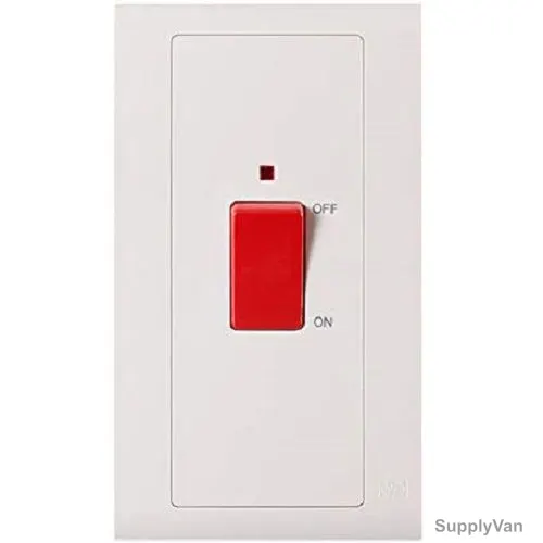 Mk DP Switch With Neon, MV5205NWHI, Essential, Polycarbonate, 1 Gang, 45A, White