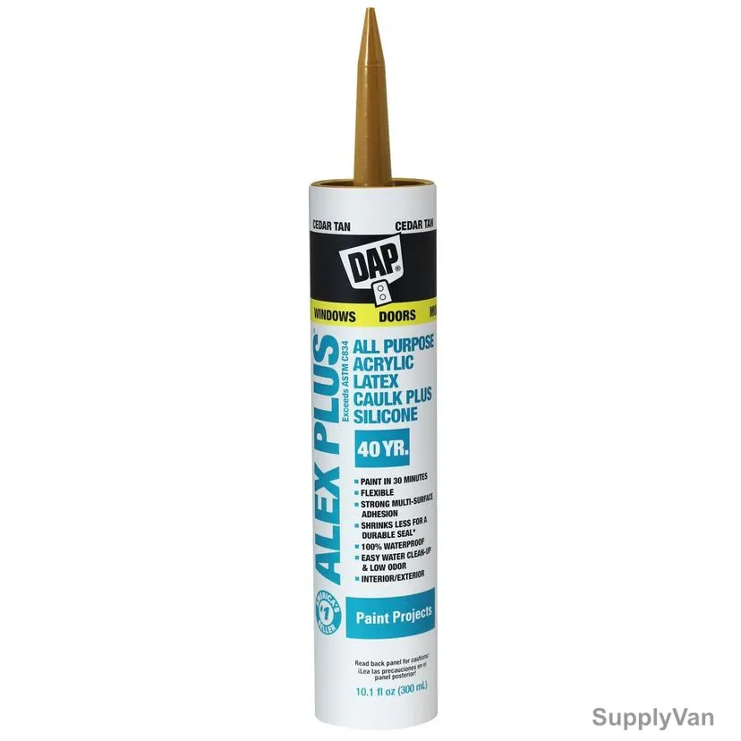 Dap Acrylic Latex Caulk With Silicone, 18120, Alex Plus, 10.1 Oz, Brown