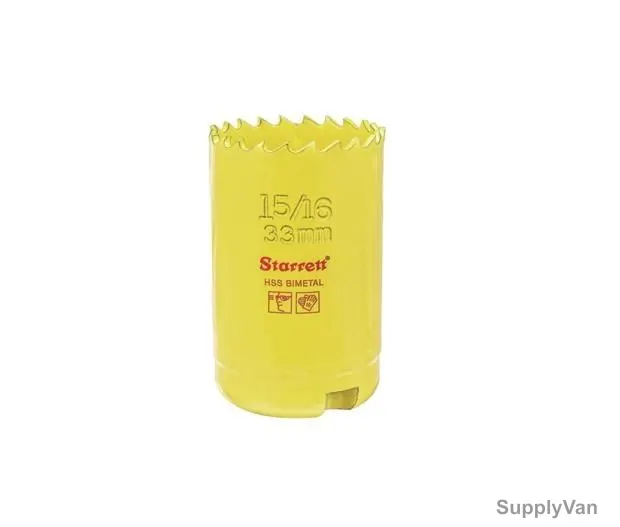 Starrett Hole Saw, SH0156, High Speed Steel, 33MM, 6 TPI, Yellow