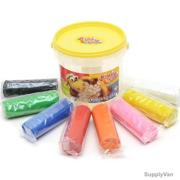 Kiddy Clay Modelling Clay Set In Bucket With Yellow Lid, KC-CBK-700-8, Multicolor, 8 Pcs/Set — image 1