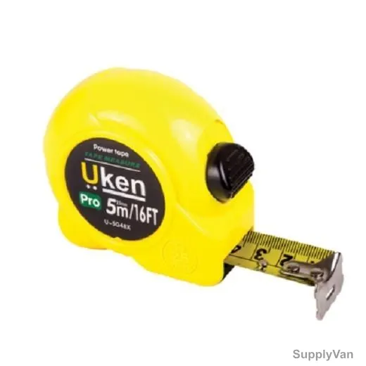 Uken Measuring Tape, U5X19G48XY, 19MM, 5 Mtrs, Metric/Imperial, Steel