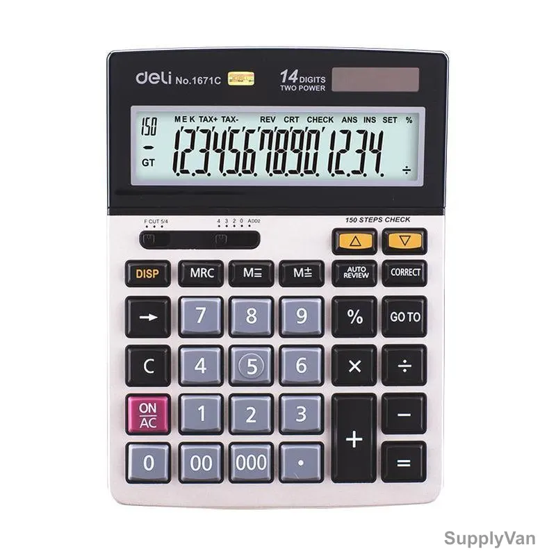 Deli Desktop Calculator, E1671C, LCD, 14 Digits