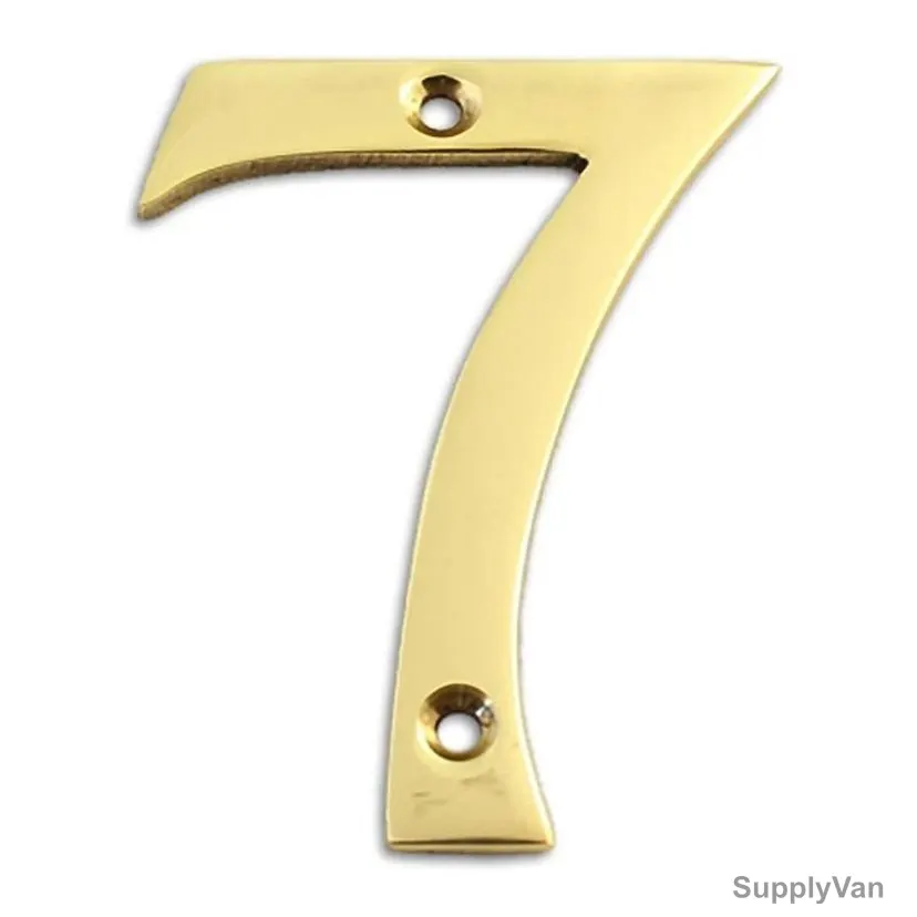 Brass Plated House Door Number "7", KT-1758, 2 Inch, Aluminium, Gold
