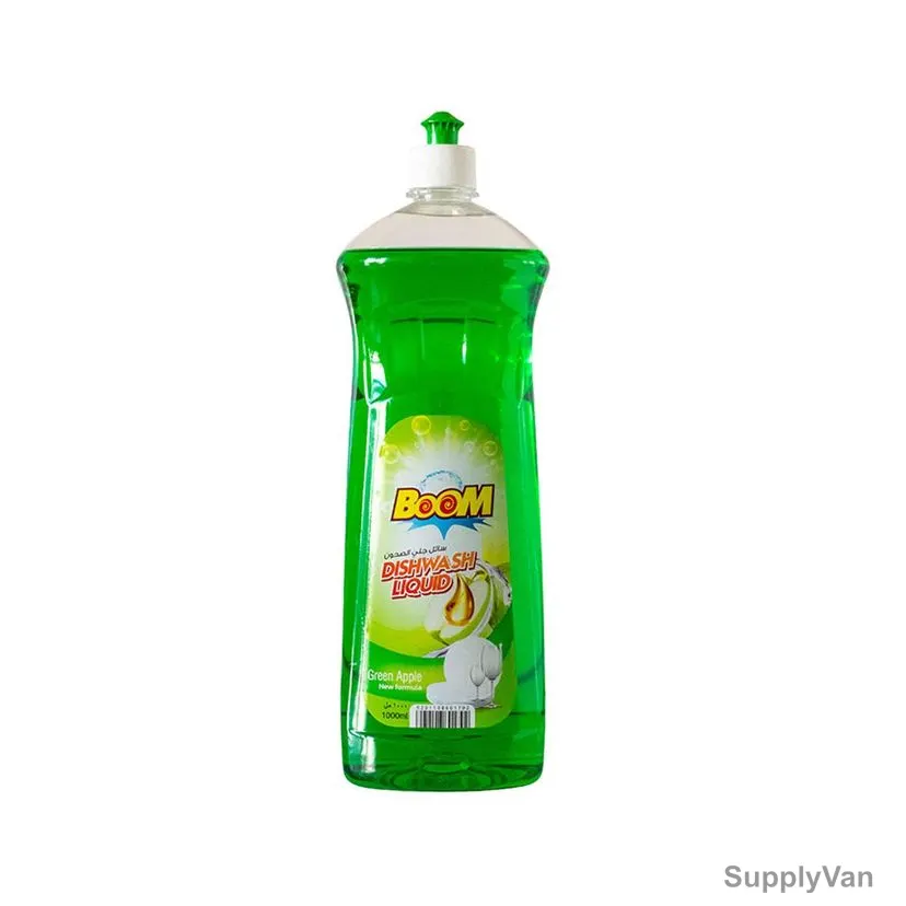 Boom Dishwash Liquid, Apple Green Fragrance, 1 Ltr, 12 Pcs/Carton — image 1