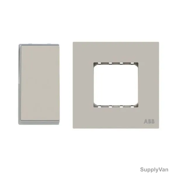 ABB Electrical Switch With Double Rocker Frame, AMD10222-DU+AMD5144-DU, Millenium, 2 Gang, 1 Way, 10A, Dune Sand — image 1