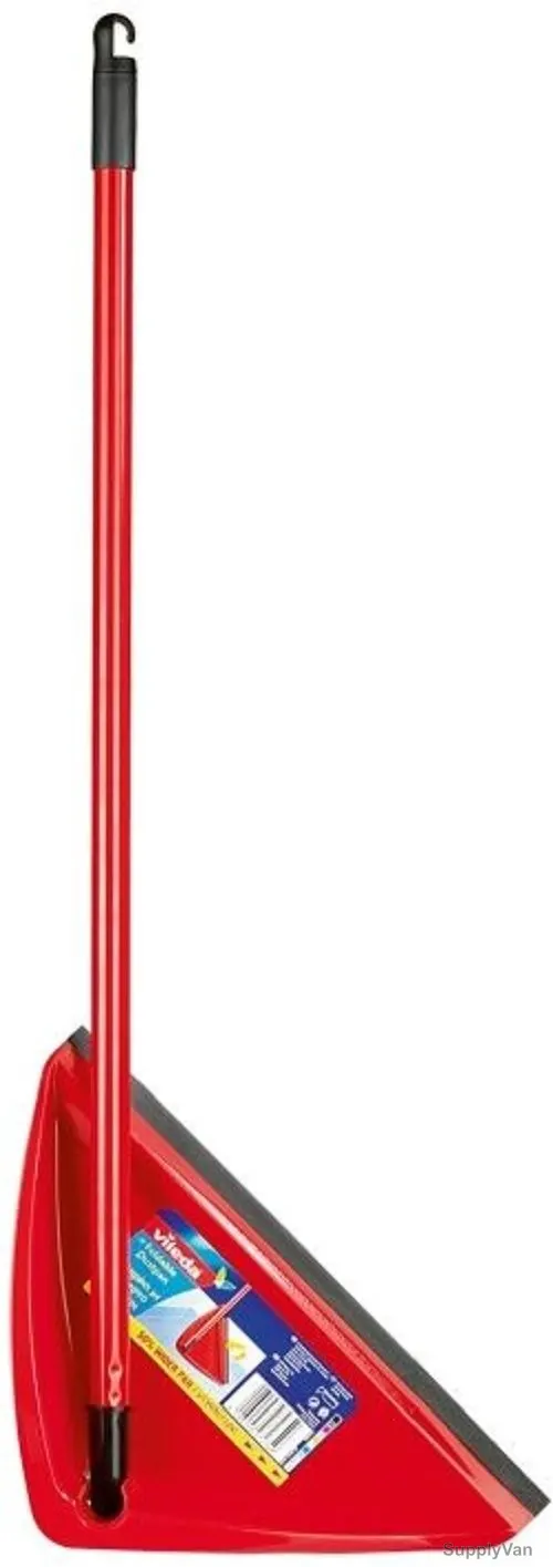 Vileda Big Mouth Long Handle Dustpan, VLFC121037, Red, 80CM Handle