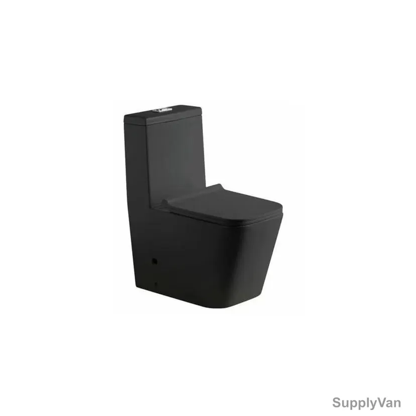 Sonet Single-Piece S-Trap Water Closet, 1062, Quadra, Ceramic, 81CM Height x 69CM Width x 36CM Length, Matt Black