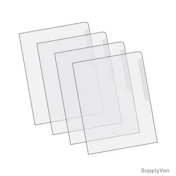 Nia L-Shape Folder, Plastic, 180 Micron Thk, A4, Clear, 100 Pcs/Pack