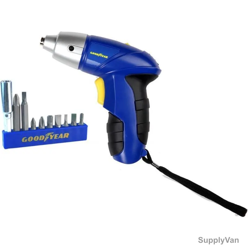 Goodyear Compact Cordless Screwdriver With Bits, GY-DC-16002-2, 3.6V, 1/4 Inch — image 1