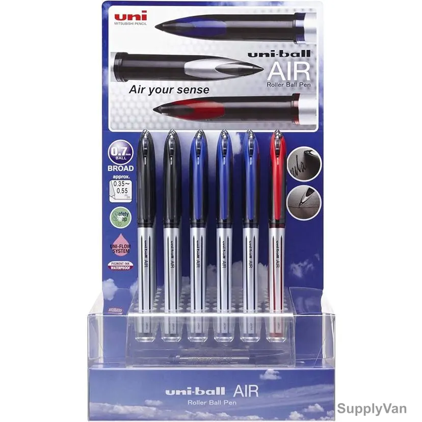 Uni-Ball Ball Point Pen UBA188L-03D Air 0.7MM Tip Assorted Colors 36 Pcs/Set