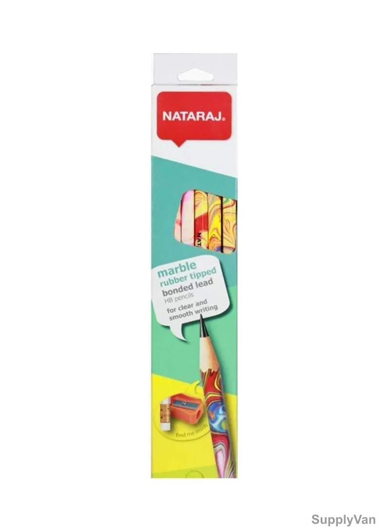 Nataraj Marble Print Pencil W/Rubber Tip, HP201156001, HB, Round